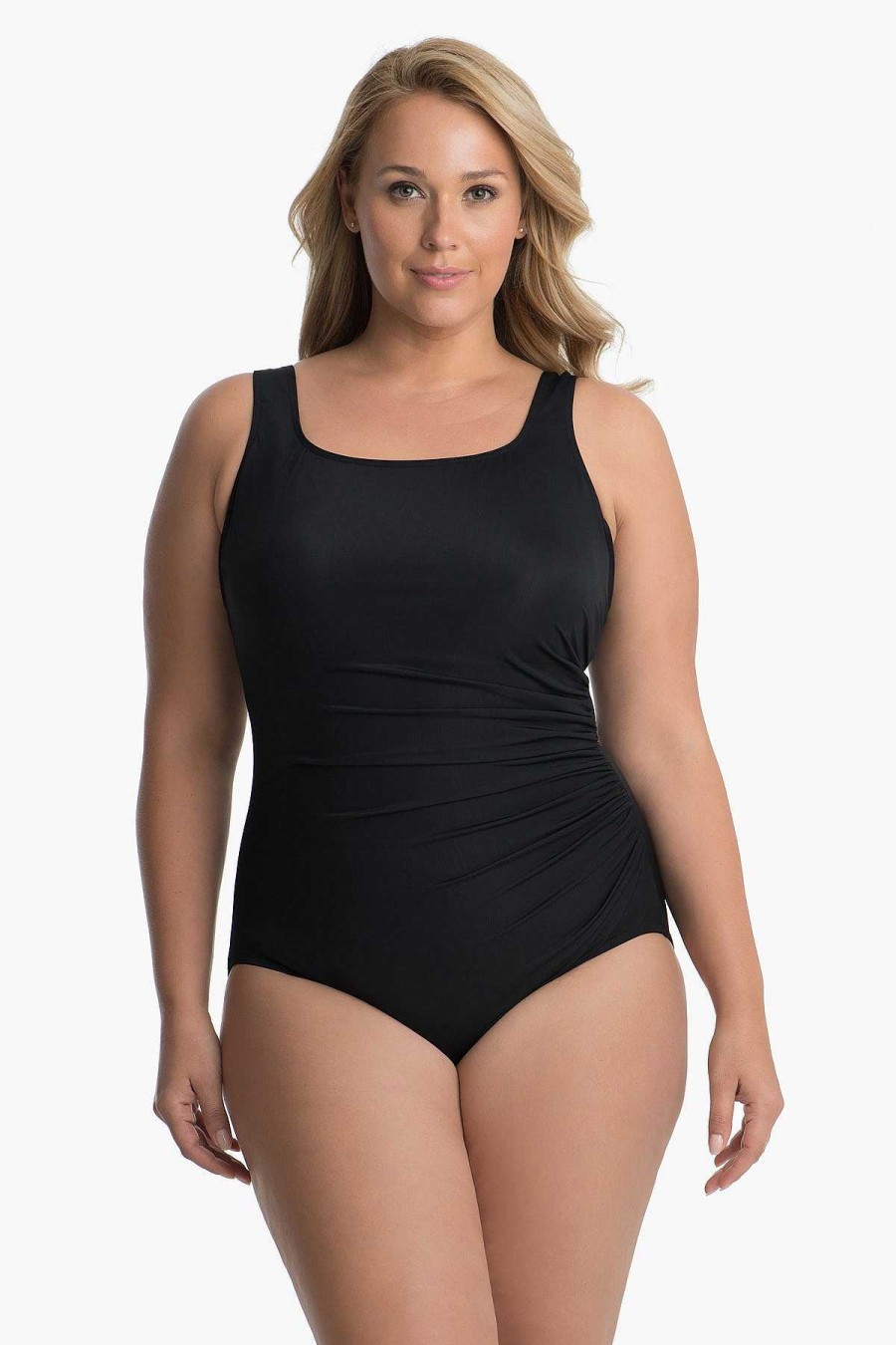 Miraclesuit Plus Size Effen Sideswipe Badpak Uit Een Stuk