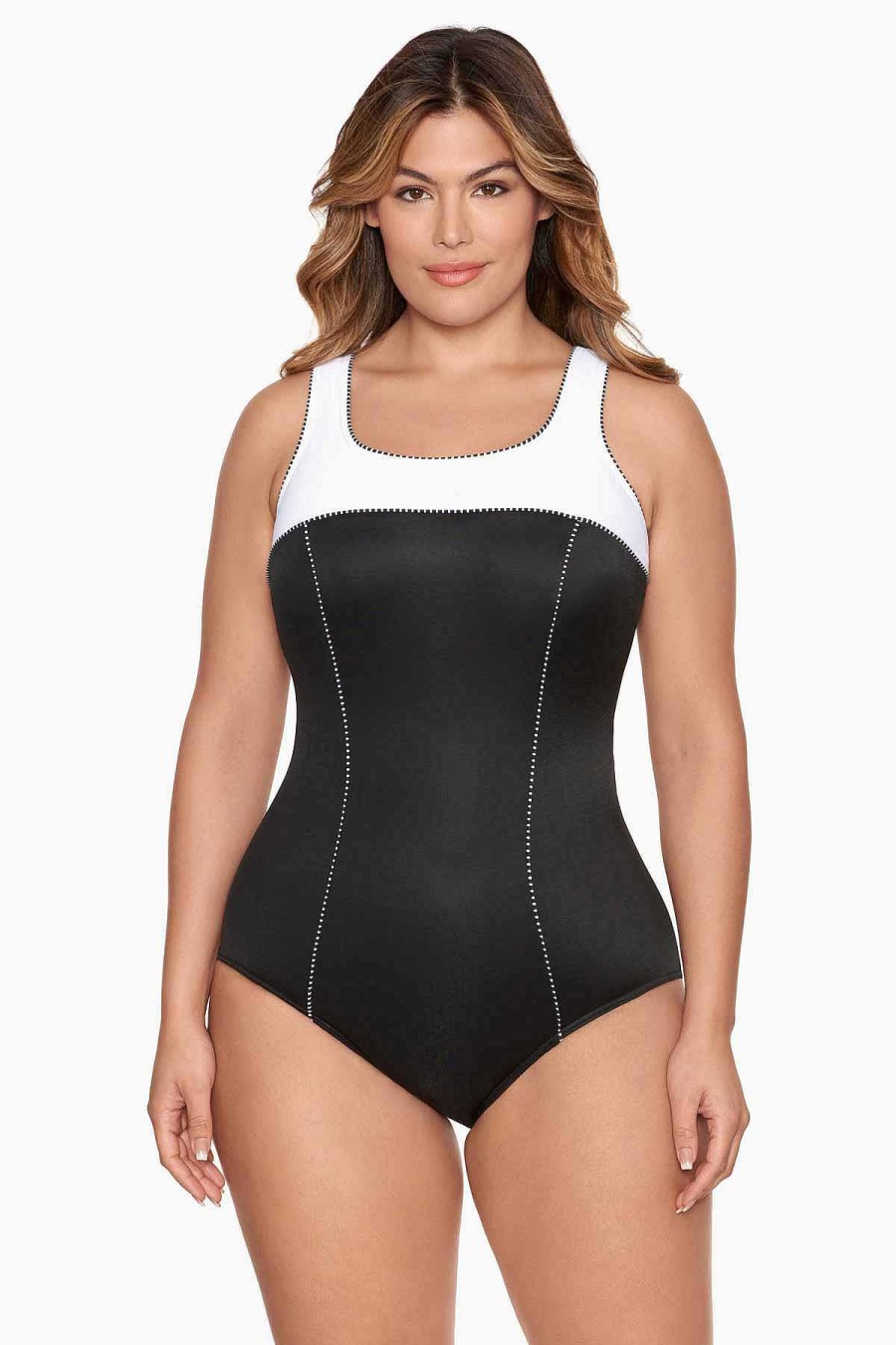 Miraclesuit Plus Size Colorblock Touche Badpak Uit Een Stuk